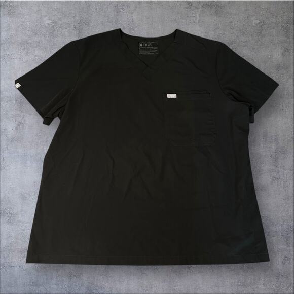 Figs Adult XXL Black Leon 2 Pocket Medical Nurse Technical Collection Scrub Top - Picture 1 of 7